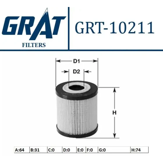 GRAT 10211 Yağ Filtresi 5650354 ürün görseli