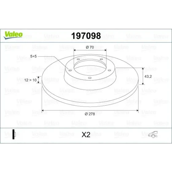 VALEO 197098 Arka Fren Diski ürün görseli