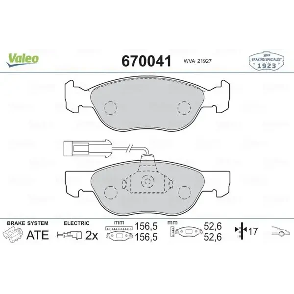 VALEO 670041 Ön Fren Balatası
