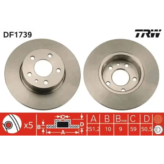 TRW DF1739 Arka Fren Diski ürün görseli