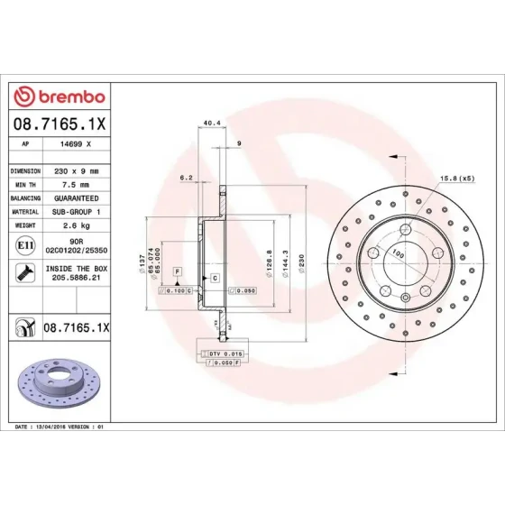 Brembo Arka Fren Diski – 08.7165.1X ürün görseli