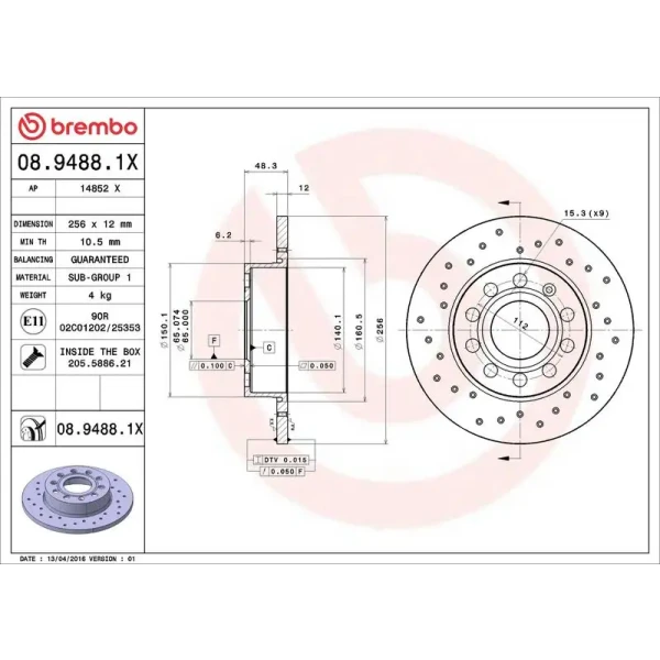 Brembo Arka Fren Diski – 08.9488.1X