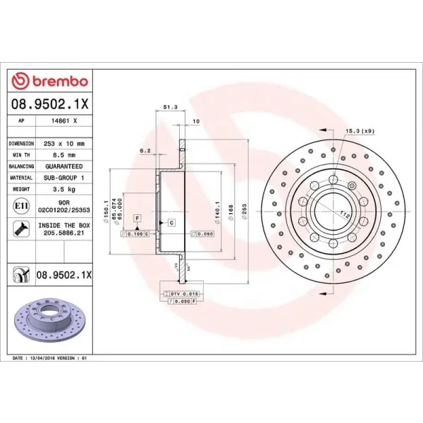 Brembo Arka Fren Diski – 08.9502.1X