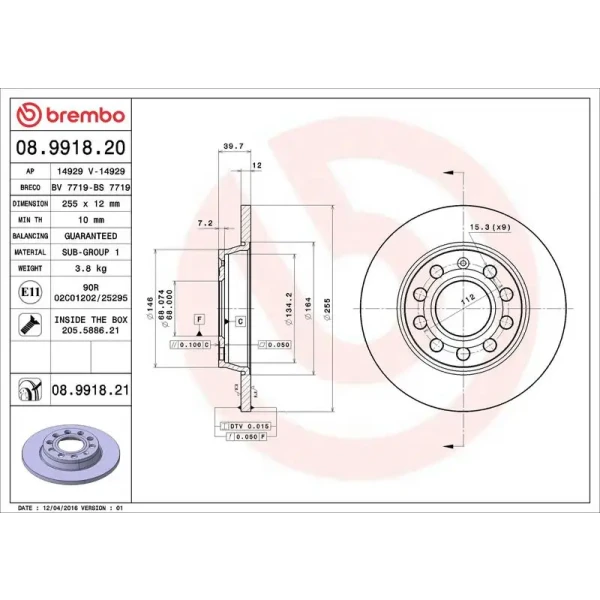 Brembo Arka Fren Diski – 08.9918.21