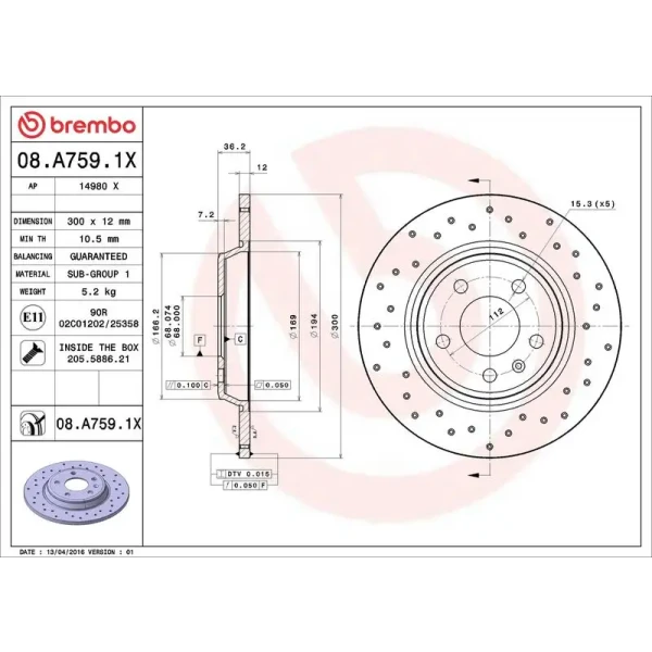 Brembo Arka Fren Diski – 08.A759.1X