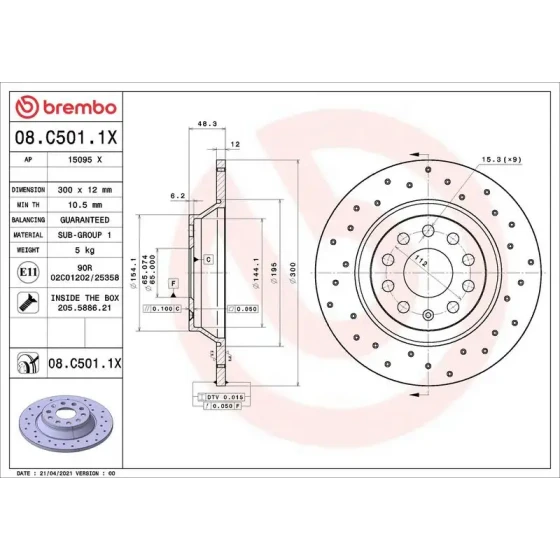 Brembo Arka Fren Diski – 08.C501.1X ürün görseli