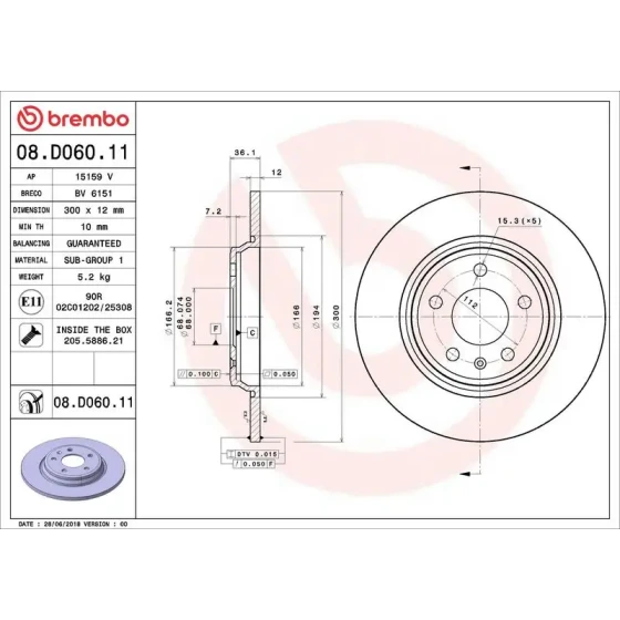 Brembo Arka Fren Diski – 08.D060.11 ürün görseli