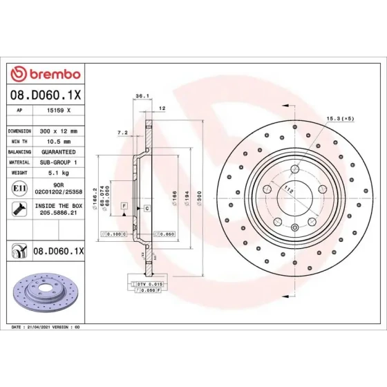 Brembo Arka Fren Diski – 08.D060.1X ürün görseli