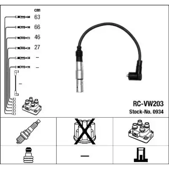 NGK Buji Kablosu – 0934 / OEM RCVW203 ürün görseli