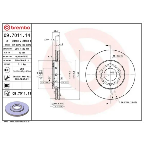 Brembo Ön Fren Diski – 09.7011.11 ürün görseli