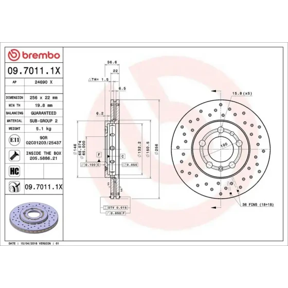 Brembo Ön Fren Diski – 09.7011.1X ürün görseli