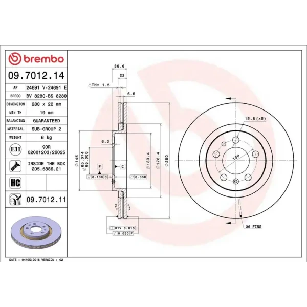 Brembo Ön Fren Diski – 09.7012.14 / OEM 1J0615301M