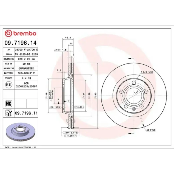 Brembo Ön Fren Diski – 09.7196.14