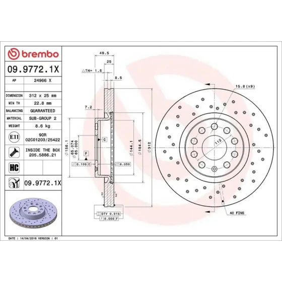 Brembo Ön Fren Diski – 09.9772.1X ürün görseli
