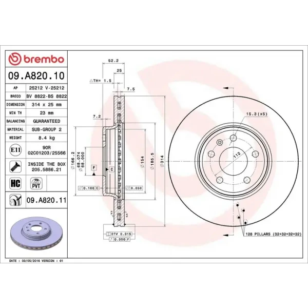Brembo Ön Fren Diski – 09.A820.11