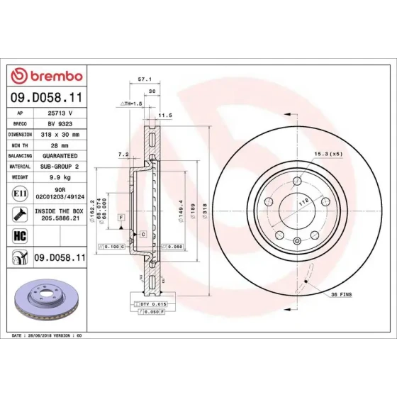 Brembo Ön Fren Diski – 09.D058.11 ürün görseli
