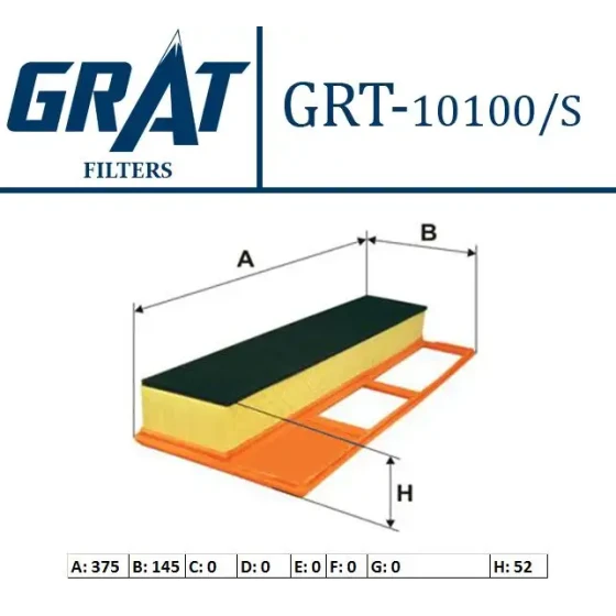 GRAT Hava Filtresi – 10100S / OEM 9S519601B1A ürün görseli