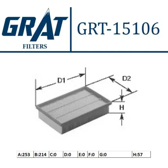 GRAT Hava Filtresi – 15106 / OEM 058133843 ürün görseli