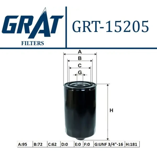 GRAT Yağ Filtresi – 15205 / OEM 74115561