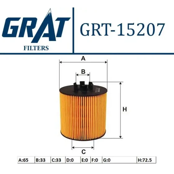 GRAT Yağ Filtresi – 15207 / OEM 03C115562 ürün görseli