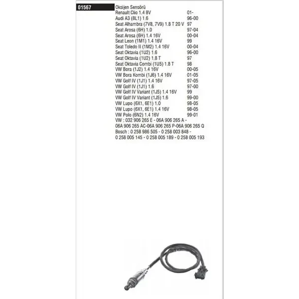 Doduco Oksijen Sensörü – 1567 / OEM 06A906265A