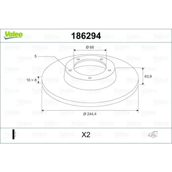 Valeo Arka Fren Diski – 186294 / OEM 4B0615601 ürün görseli