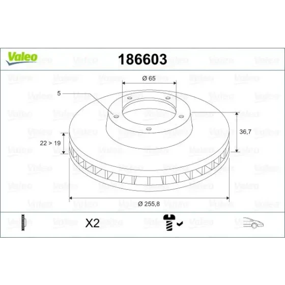 Valeo Ön Fren Diski – 186603 / OEM 1J0615301D ürün görseli