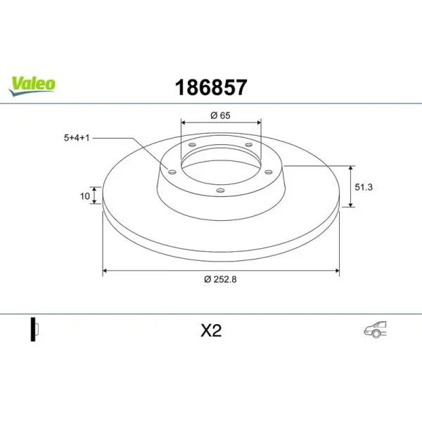 Valeo Arka Fren Diski – 186857 / OEM 1K0615601AB