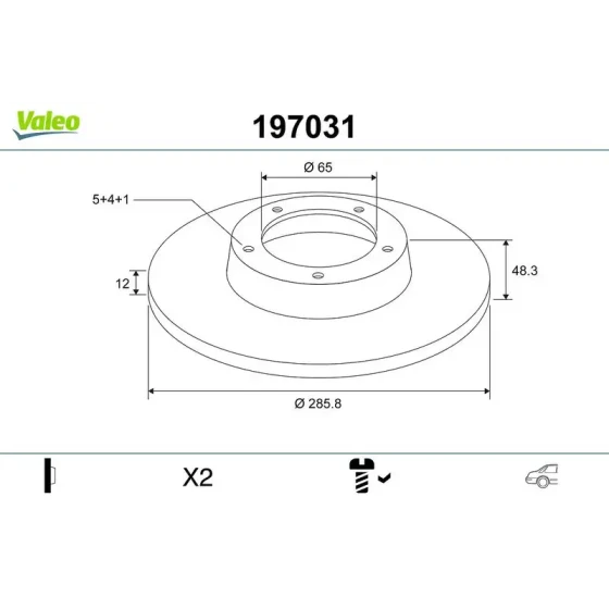 Valeo Arka Fren Diski – 197031 / OEM 1K0615601M ürün görseli