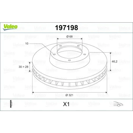 Valeo Ön Fren Diski – 197198 / OEM 8D0615301M ürün görseli