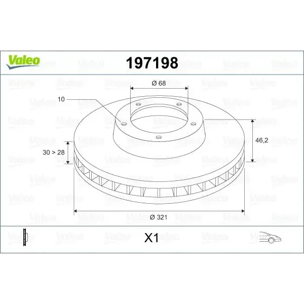 Valeo Ön Fren Diski – 197198 / OEM 8D0615301M