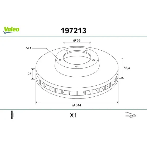 Valeo Ön Fren Diski – 197213 / OEM 8W0615301G ürün görseli