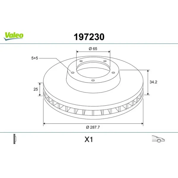 Valeo Ön Fren Diski – 197230 / OEM 1J0615301C