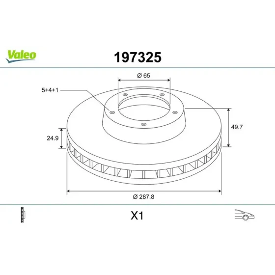 Valeo Ön Fren Diski – 197325 / OEM 1K0615301K ürün görseli