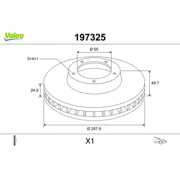 Valeo Ön Fren Diski – 197325 / OEM 1K0615301K
