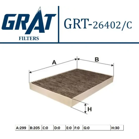 GRAT Polen Filtresi (Karbonlu) – 26402C / OEM 4B0819439C ürün görseli