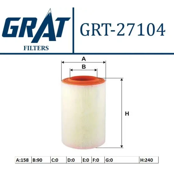 GRAT Hava Filtresi – 27104 / OEM 51854025 ürün görseli