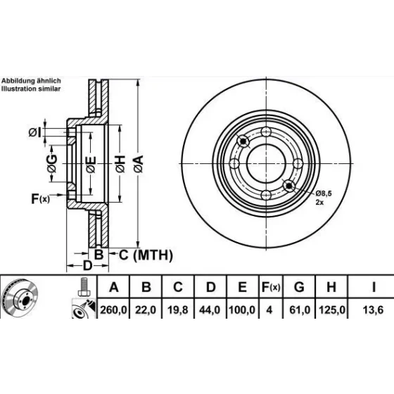 MGA Ön Fren Diski – 50102 / OEM 7701207795 ürün görseli