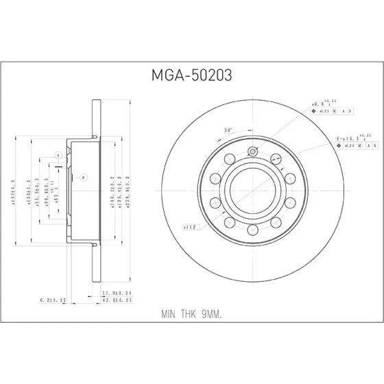 MGA Arka Fren Diski – 50203 / OEM 1K0615601AC ürün görseli