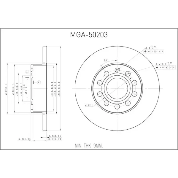 MGA Arka Fren Diski – 50203 / OEM 1K0615601AC