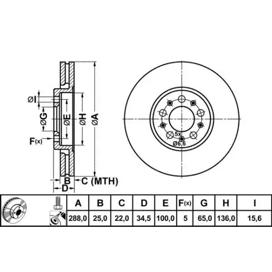 MGA Ön Fren Diski – 50223 / OEM 6R0615301A ürün görseli