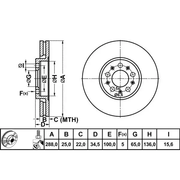 MGA Ön Fren Diski – 50223 / OEM 6R0615301A