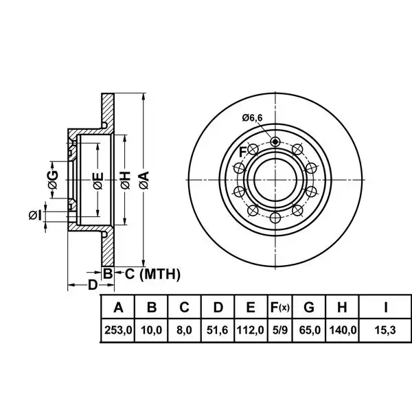 MGA Arka Fren Diski – 50276 / OEM 1K0615601AB