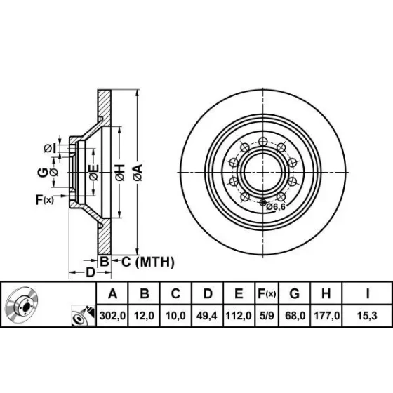 MGA Arka Fren Diski – 50349 / OEM 4F0615601E ürün görseli