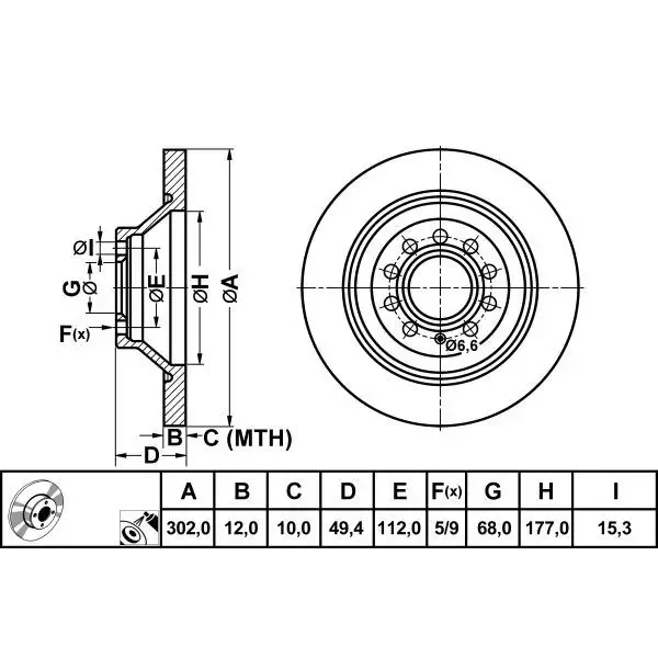 MGA Arka Fren Diski – 50349 / OEM 4F0615601E