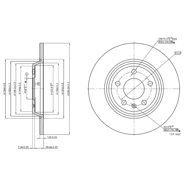 MGA Arka Fren Diski – 50435 / OEM 8K0615601B