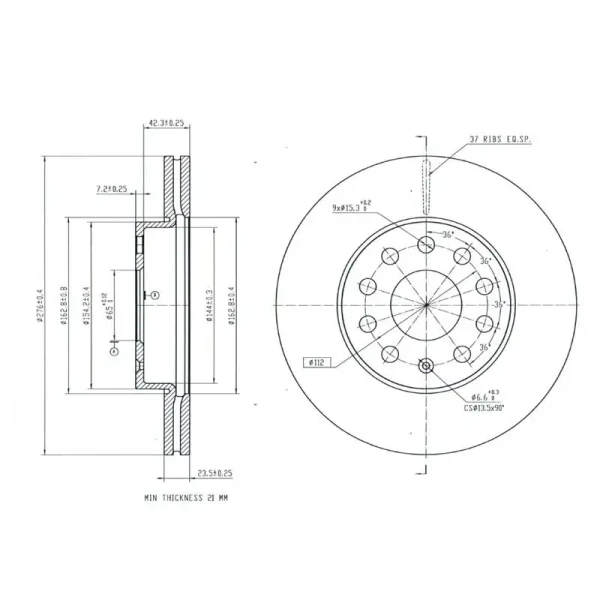 MGA Ön Fren Diski – 50469 / OEM 5Q0615301A