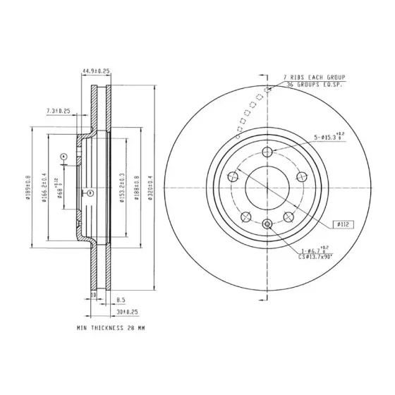 MGA Ön Fren Diski – 50660 / OEM 8K0615301A ürün görseli