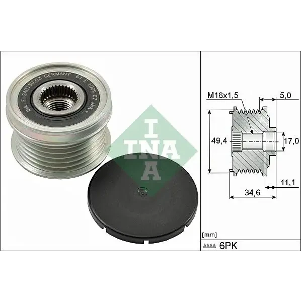 INA Alternatör Kasnağı – 535015510 / OEM 03C903023A