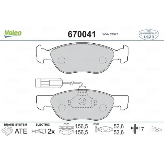 Valeo Ön Fren Balatası – 670041 / OEM 7087050 ürün görseli